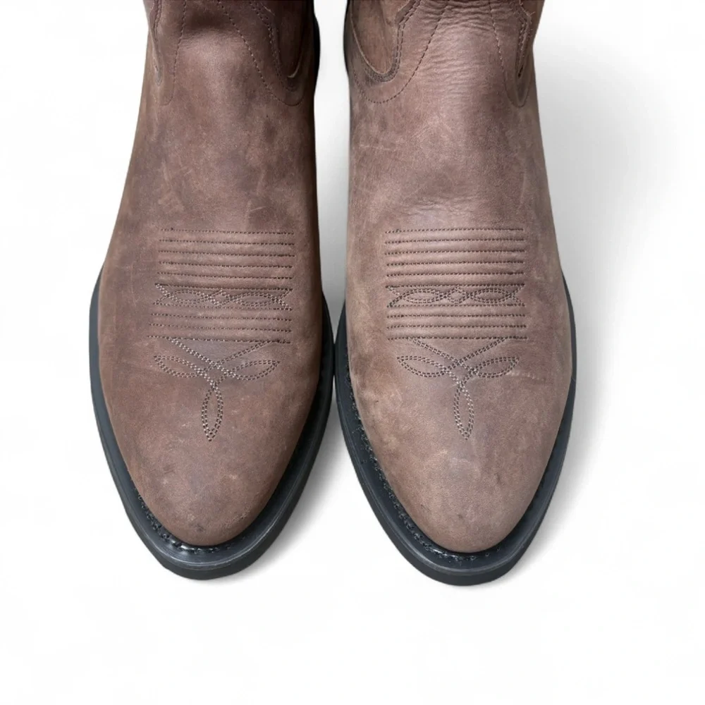 Old West Brown Leather Cowboy Boots | Pointed Toe Western Size 11
